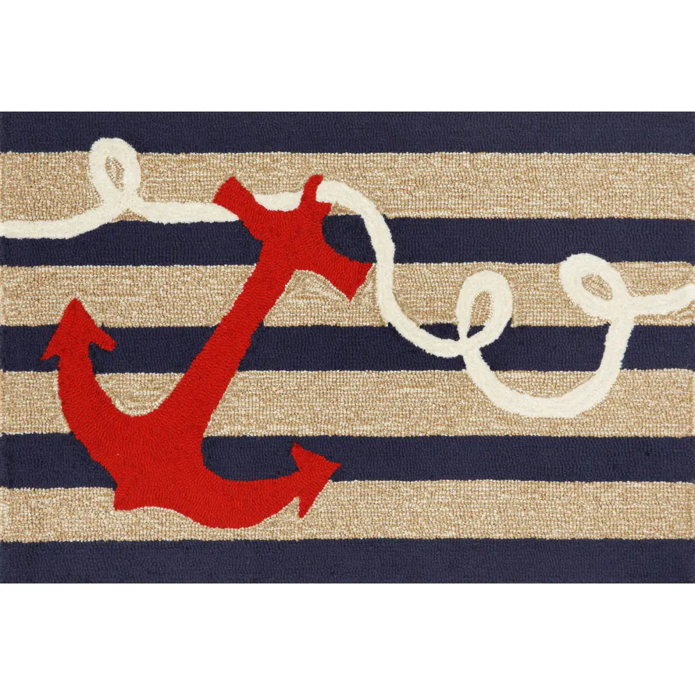 Liora Manne Frontporch Anchor Indoor/Outdoor Mat Navy 2' x 3'