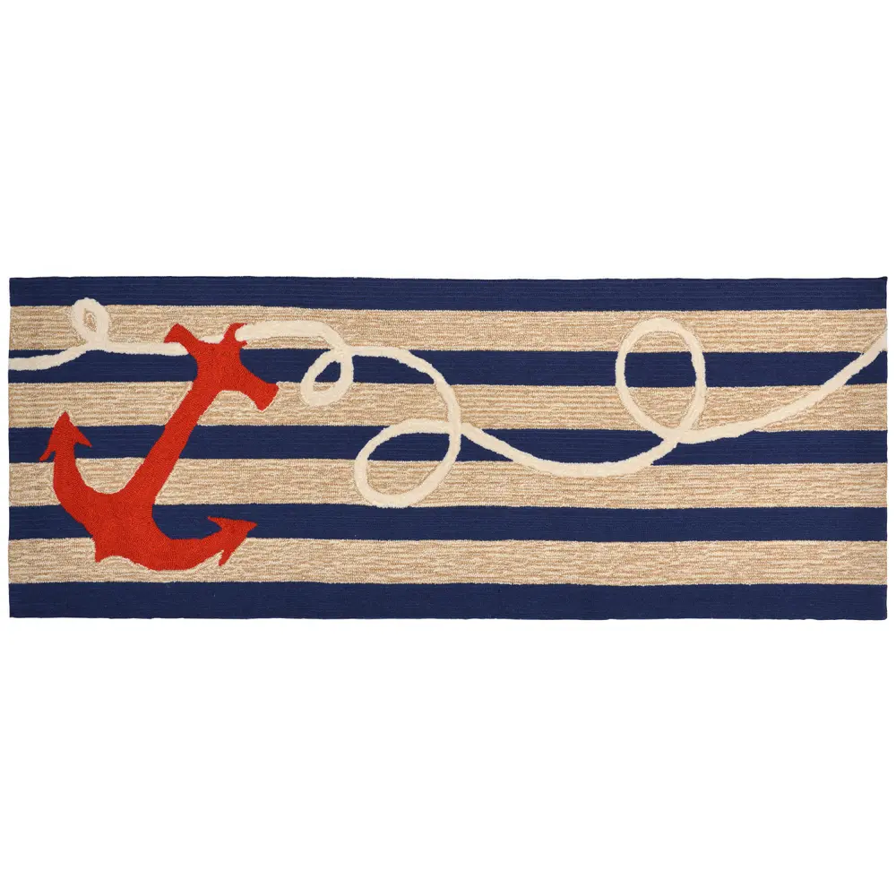 Liora Manne Frontporch Anchor Indoor/Outdoor Mat Navy 2' x 5'