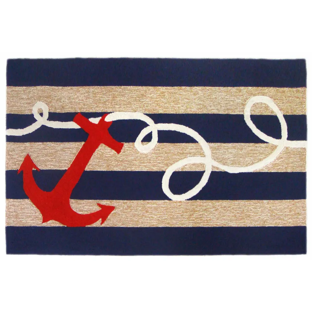 Liora Manne Frontporch Anchor Indoor/Outdoor Mat Navy 3'6