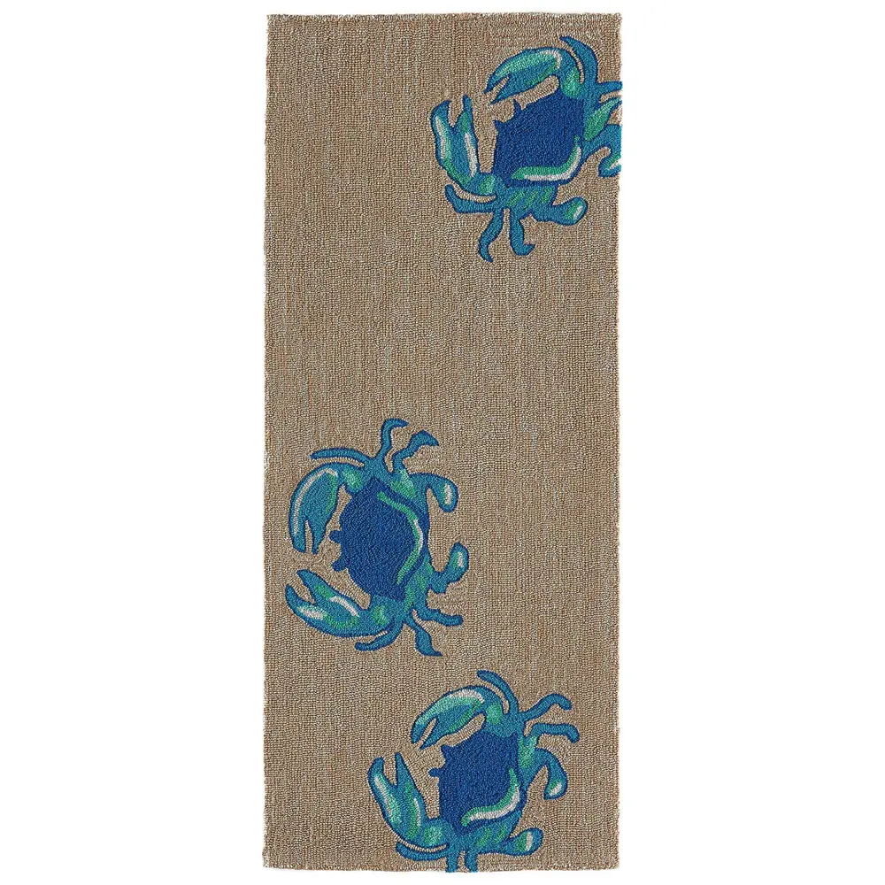 Liora Manne Frontporch Crabs Indoor/Outdoor Mat Blue 2' x 5'
