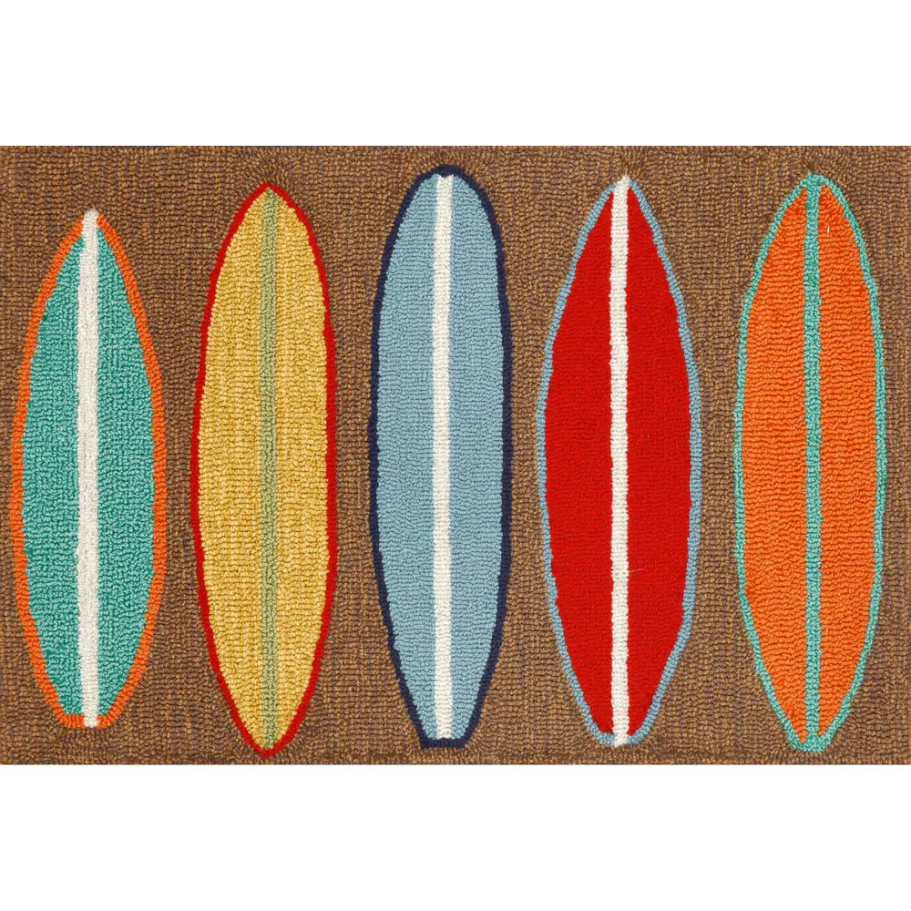 Liora Manne Frontporch Surfboards Indoor/Outdoor Mat Brown 1'8