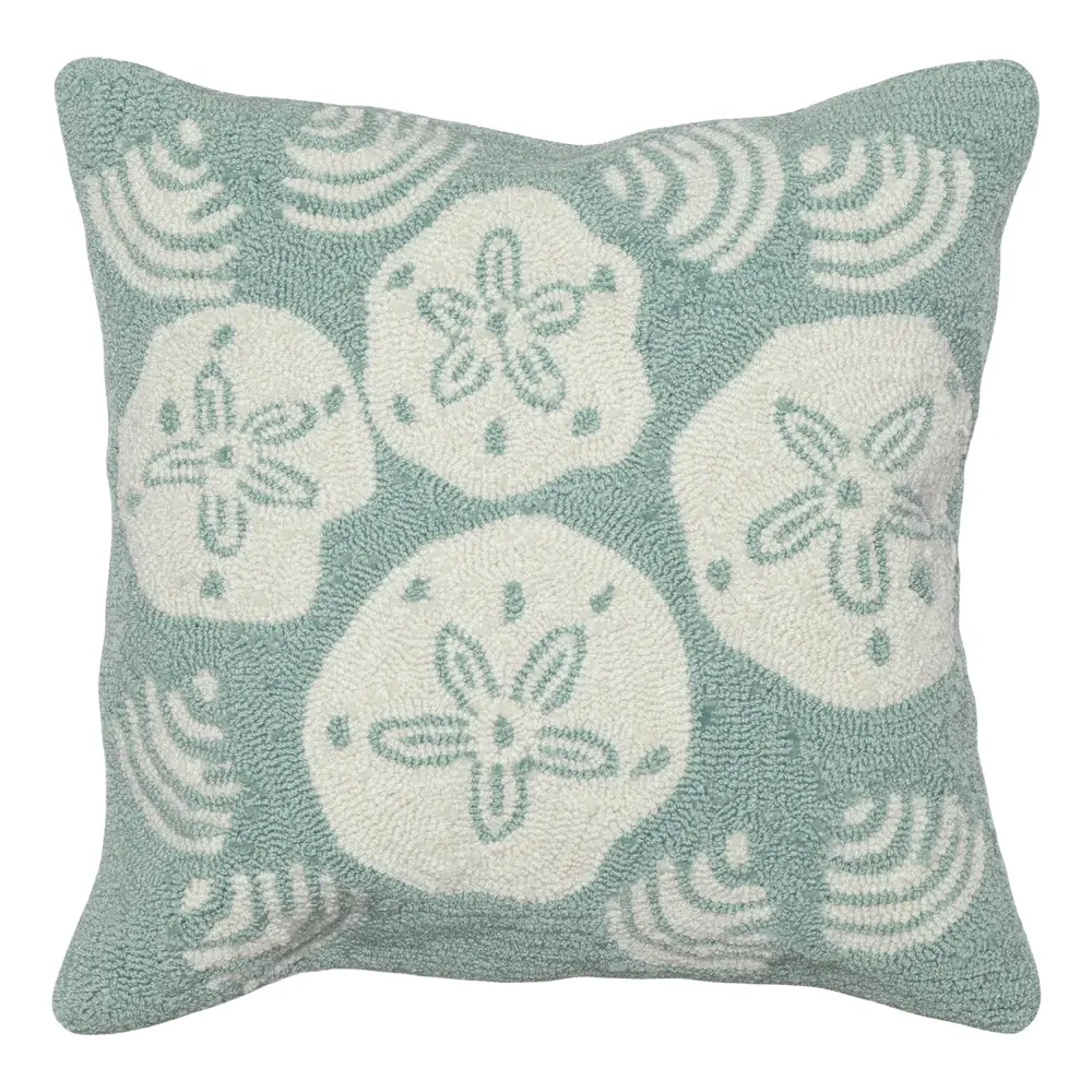 Liora Manne Frontporch Shell Toss Indoor/Outdoor Pillow Aqua 18