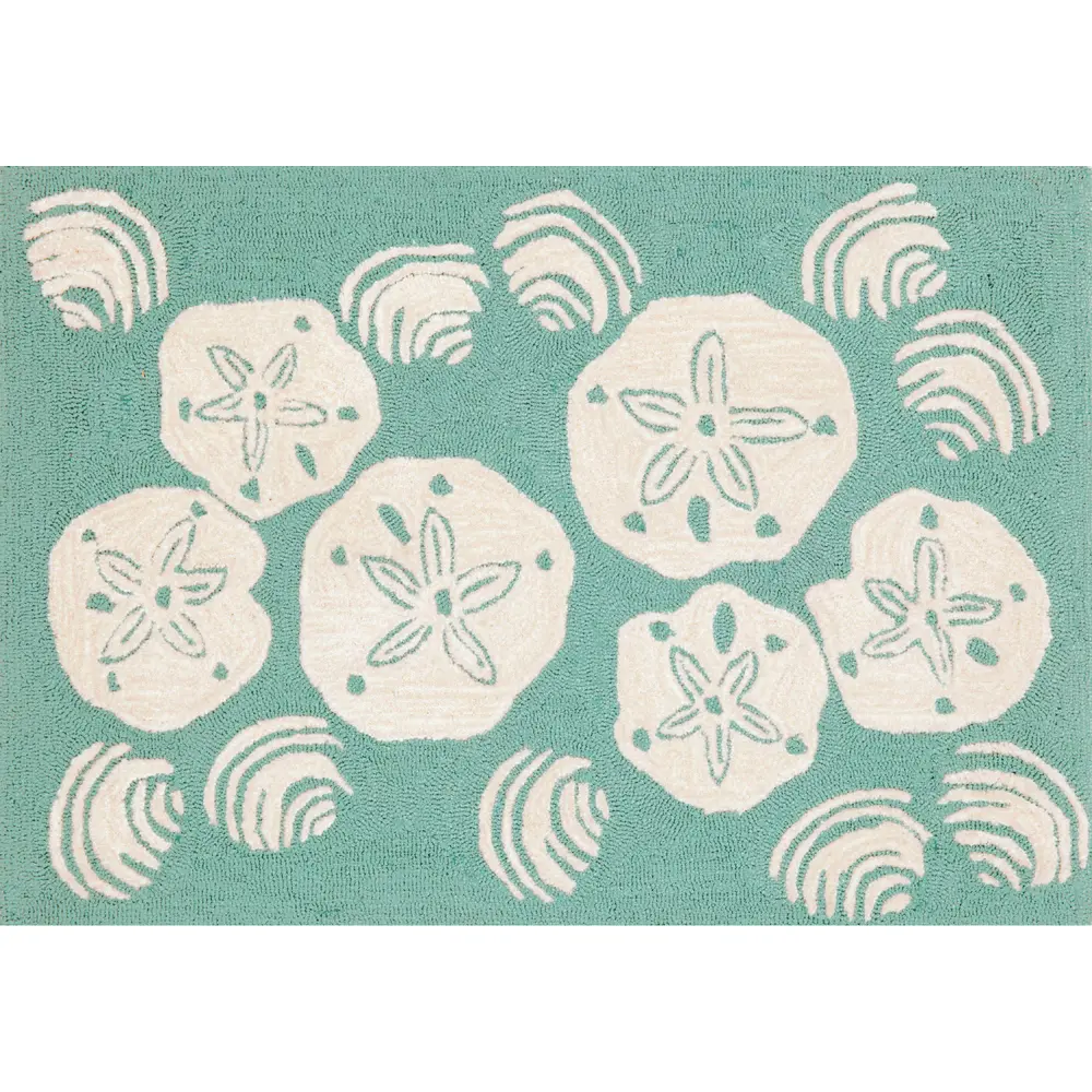 Liora Manne Frontporch Shell Toss Indoor/Outdoor Mat Aqua 1'8