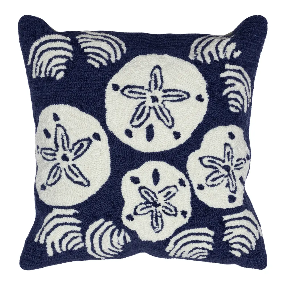 Liora Manne Frontporch Shell Toss Indoor/Outdoor Pillow Navy 18