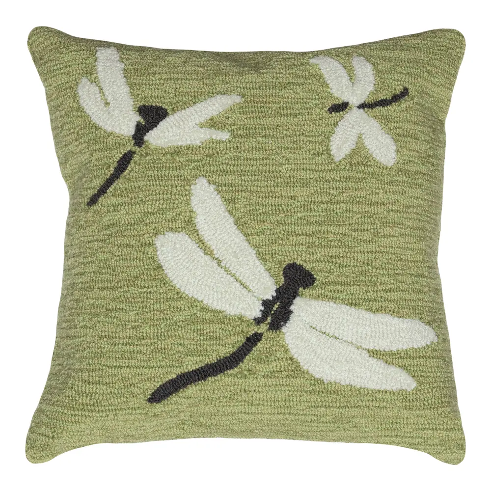 Liora Manne Frontporch Dragonfly Indoor/Outdoor Pillow Green 18