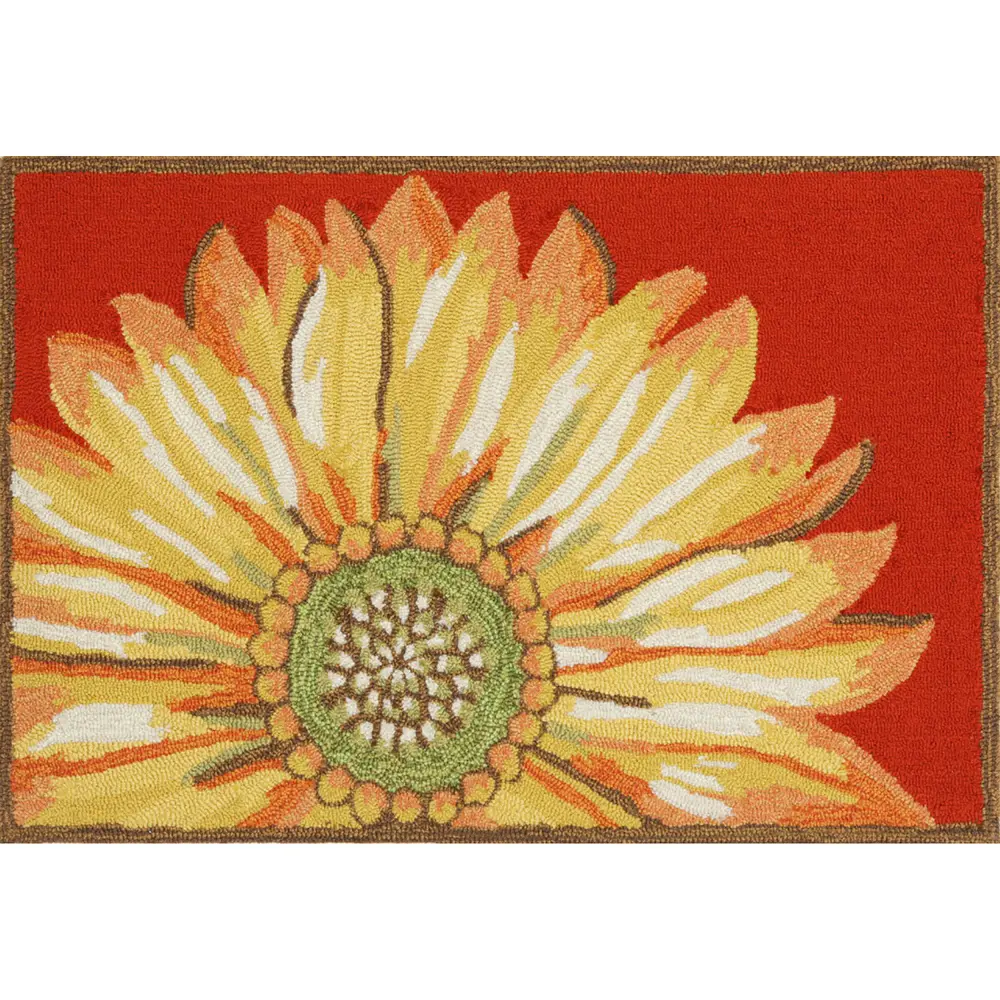 Liora Manne Frontporch Sunflower Indoor/Outdoor Mat Red 1'8
