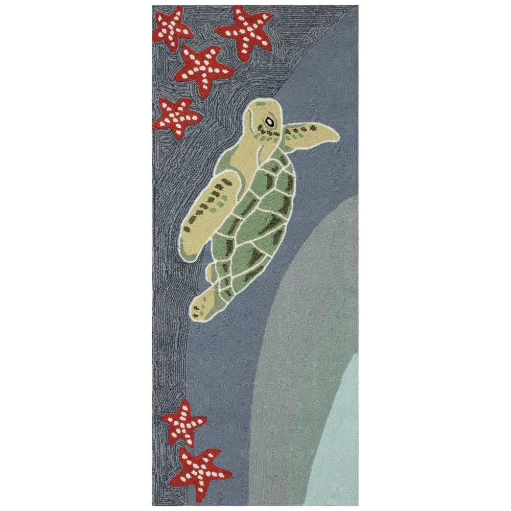 Liora Manne Frontporch Sea Turtle Indoor/Outdoor Mat Ocean 2' x 5'