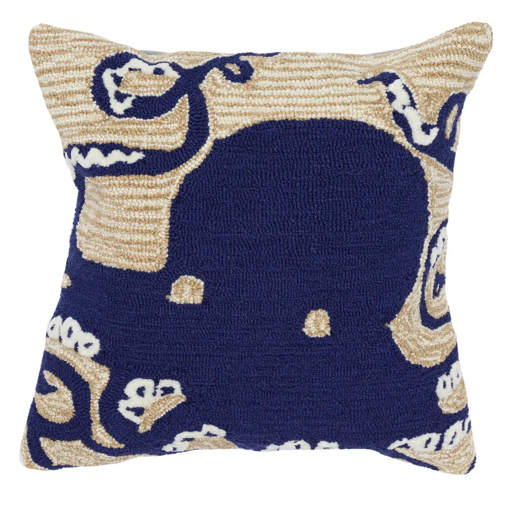 Liora Manne Frontporch Octopus Indoor/Outdoor Pillow Navy 18