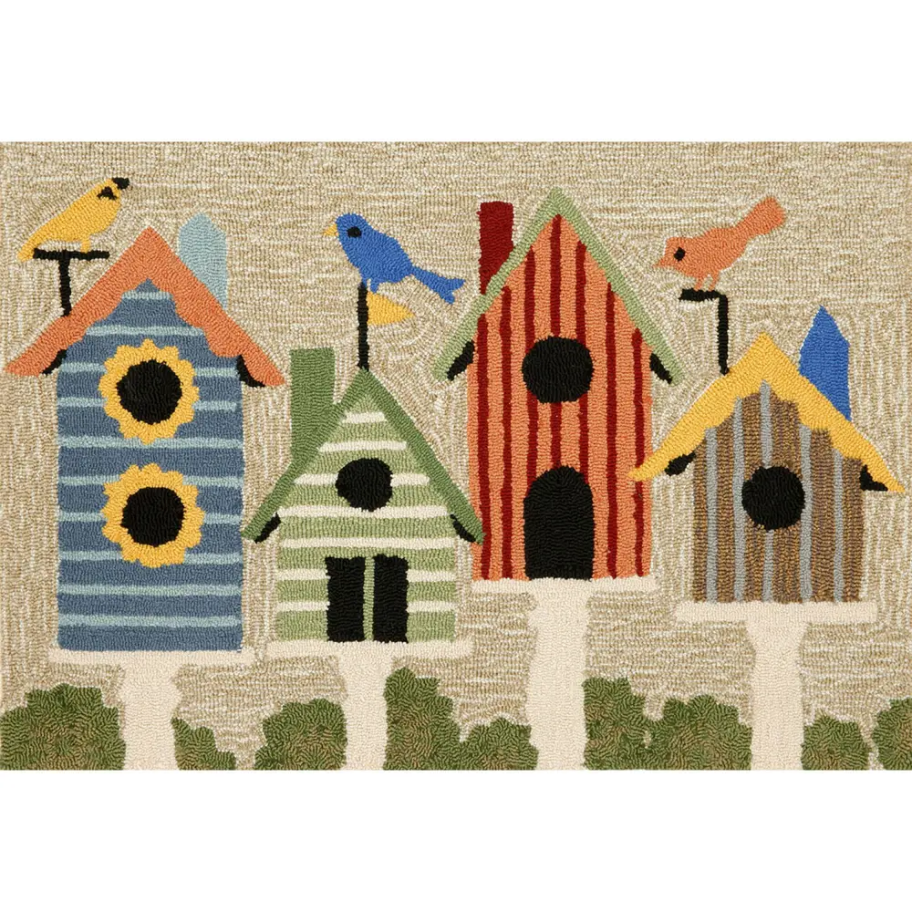 Liora Manne Frontporch Birdhouses Indoor/Outdoor Mat Multi 1'8