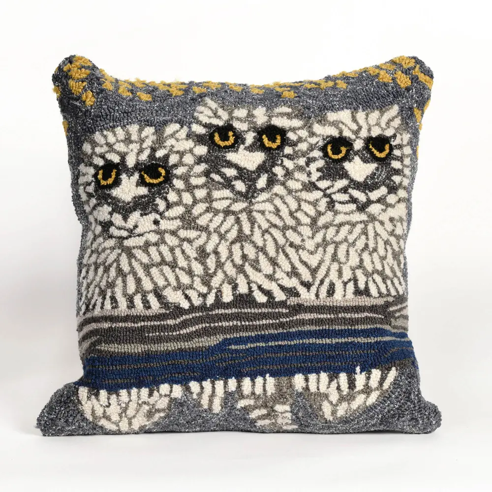 Liora Manne Frontporch Owls Indoor/Outdoor Pillow Night 18