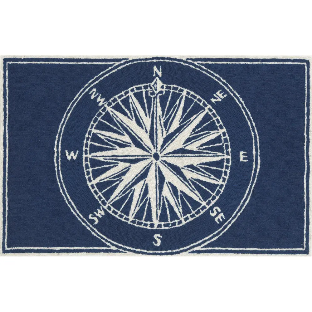 Liora Manne Frontporch Compass Indoor/Outdoor Mat Navy 2' x 3'