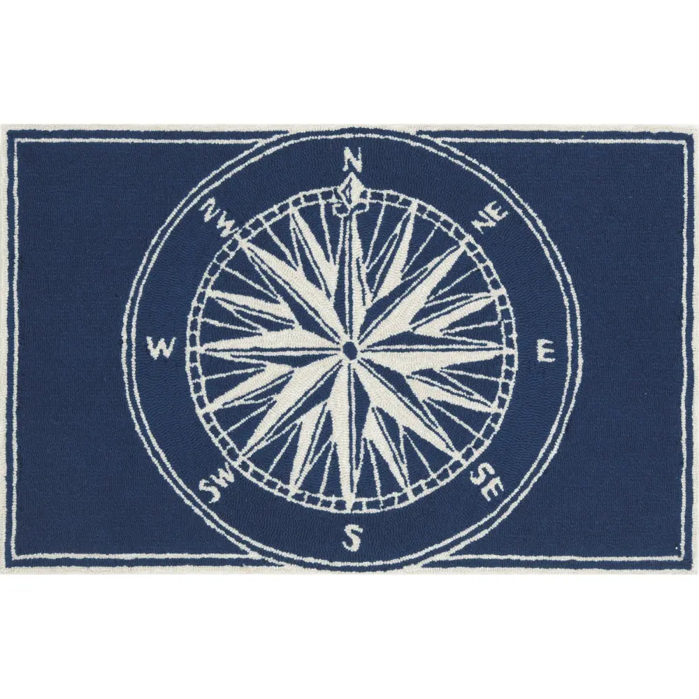 Liora Manne Frontporch Compass Indoor/Outdoor Mat Navy 1'8