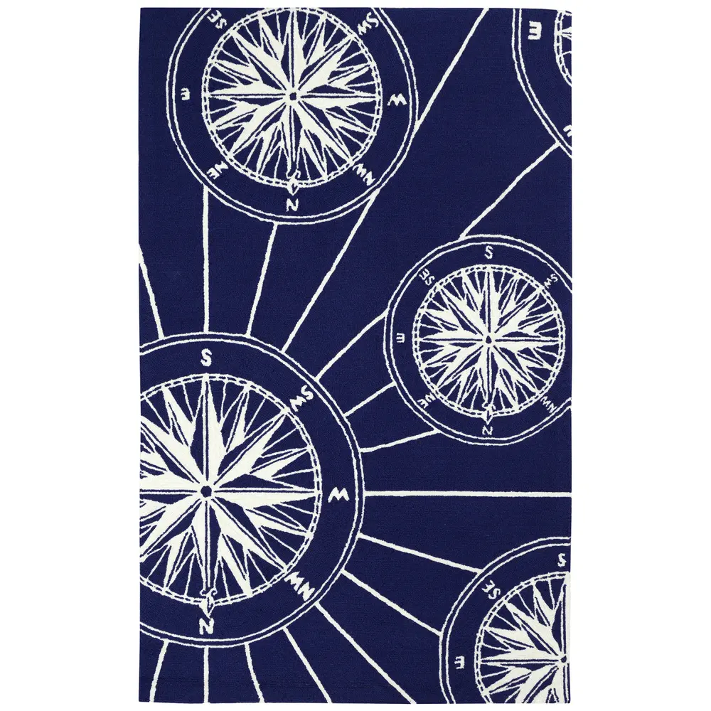 Liora Manne Frontporch Compass Indoor/Outdoor Mat Navy 3'6