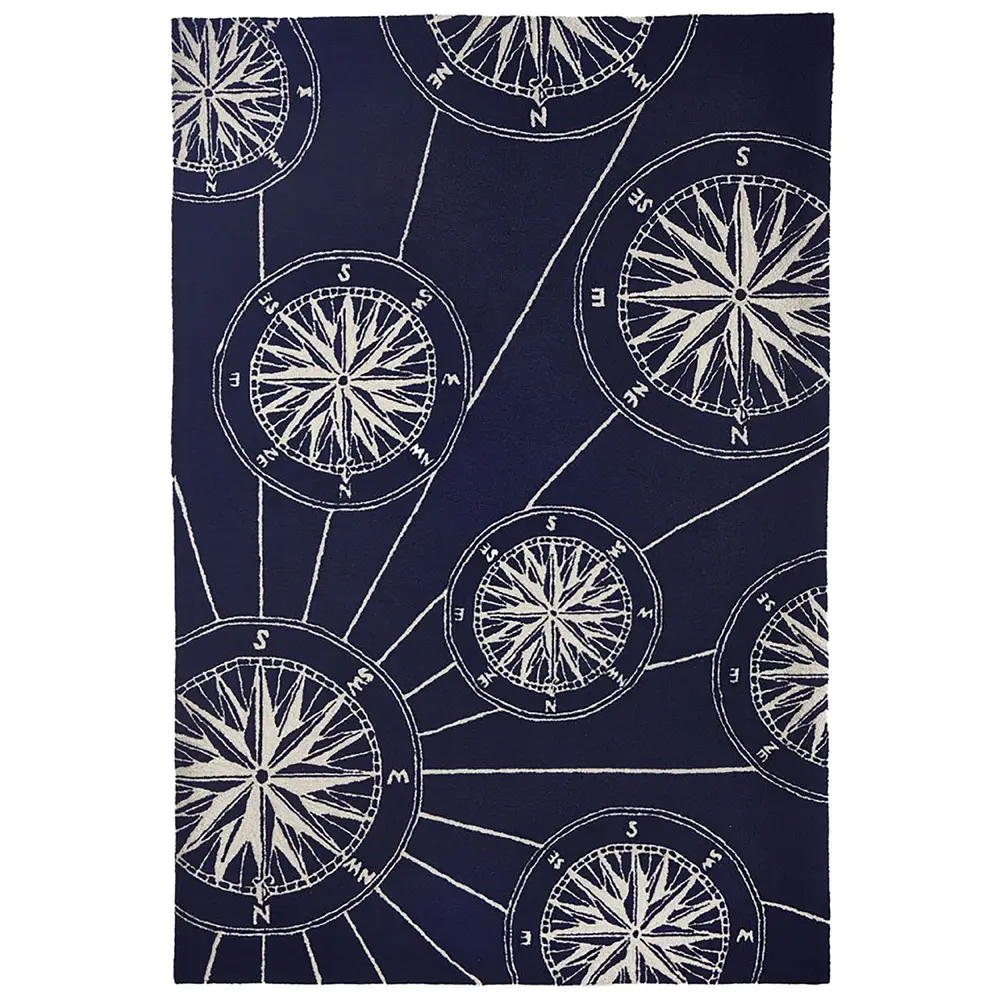 Liora Manne Frontporch Compass Indoor/Outdoor Mat Navy 5' x 7'6