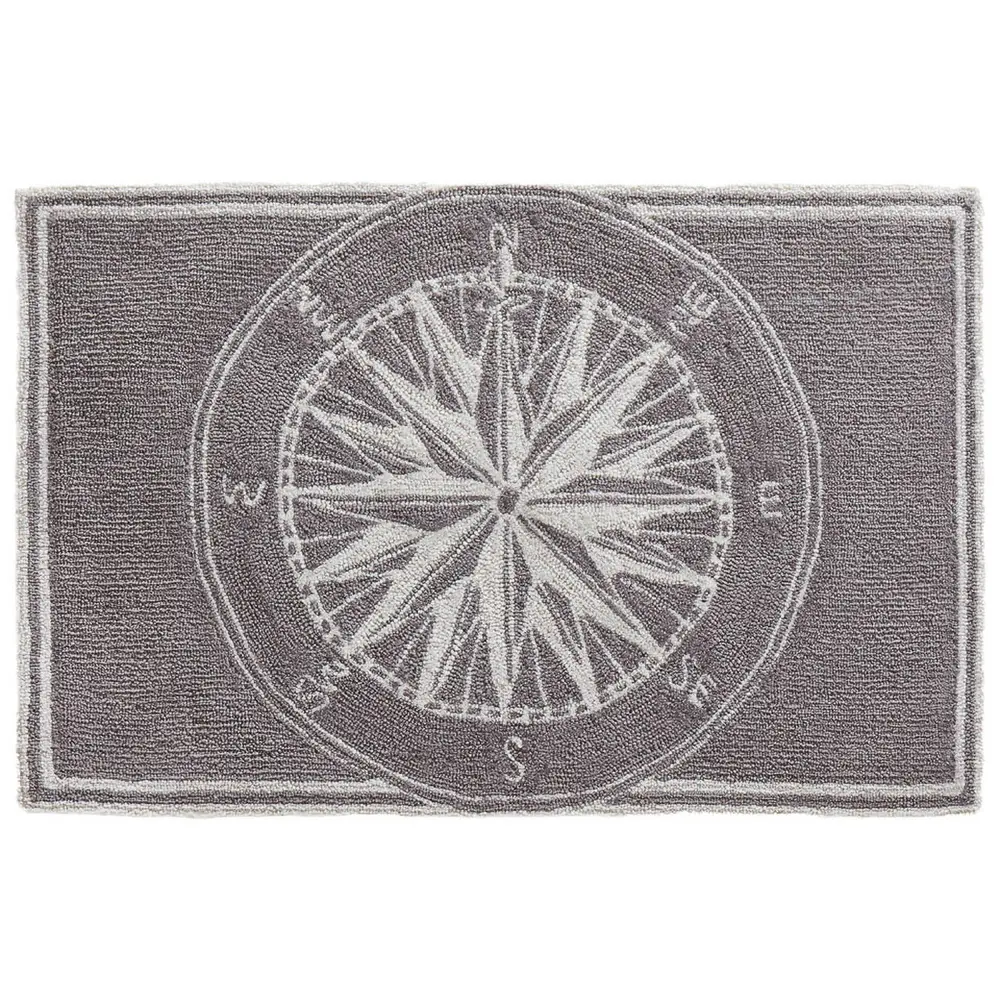 Liora Manne Frontporch Compass Indoor/Outdoor Mat Grey 1'8
