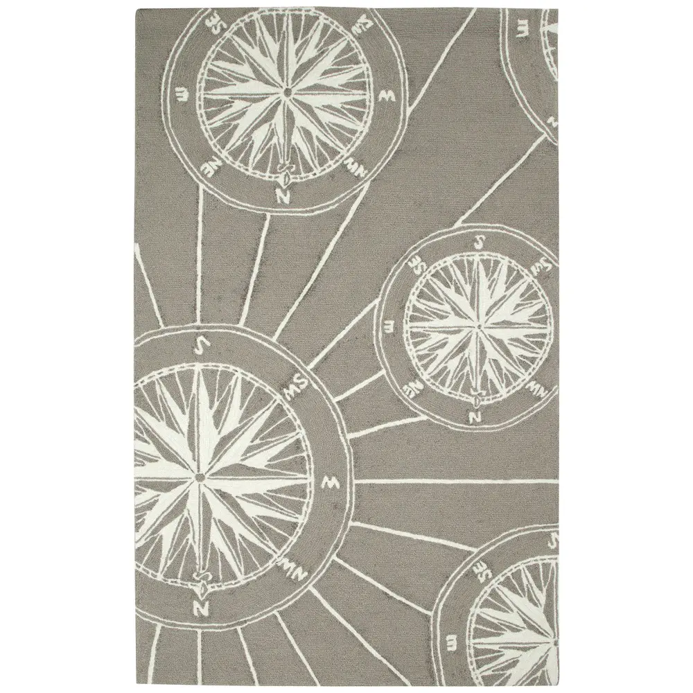 Liora Manne Frontporch Compass Indoor/Outdoor Mat Grey 3'6