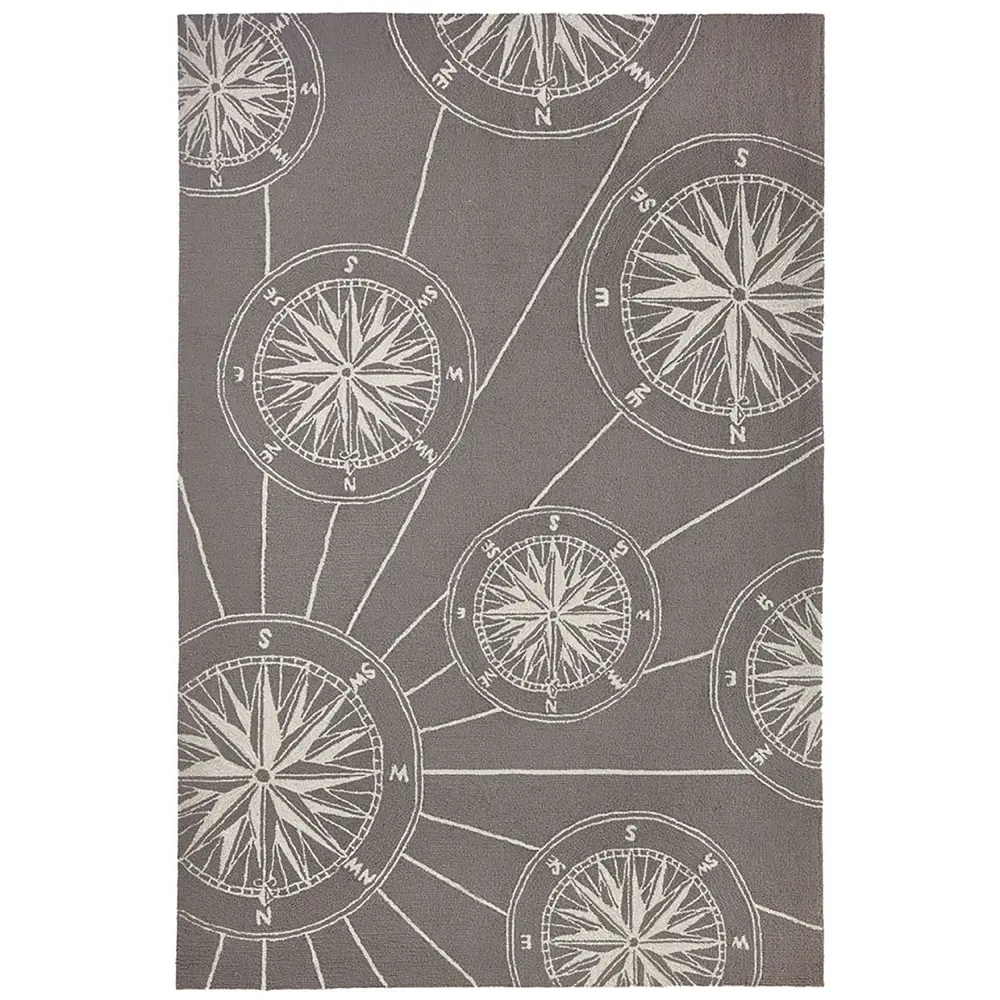 Liora Manne Frontporch Compass Indoor/Outdoor Mat Grey 5' x 7'6