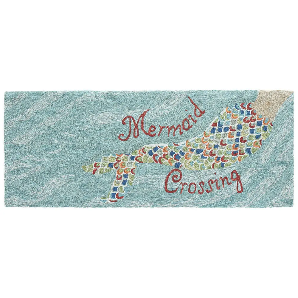 Liora Manne Frontporch Mermaid Crossing Indoor/Outdoor Mat Water 2' x 5'