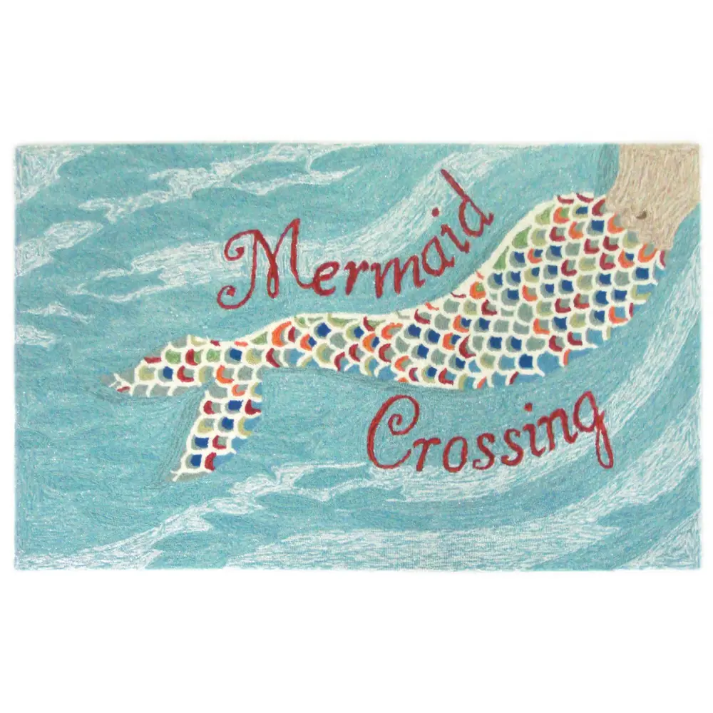 Liora Manne Frontporch Mermaid Crossing Indoor/Outdoor Mat Water 3'6
