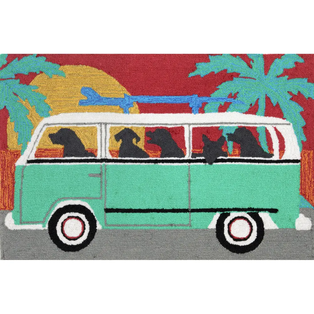 Liora Manne Frontporch Beach Trip Indoor/Outdoor Mat Turquoise 2' x 3'