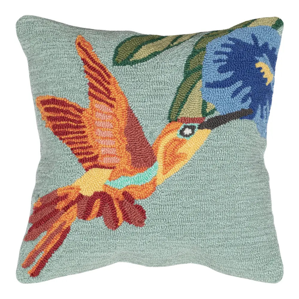 Liora Manne Frontporch Hummingbird Indoor/Outdoor Pillow Sky 18