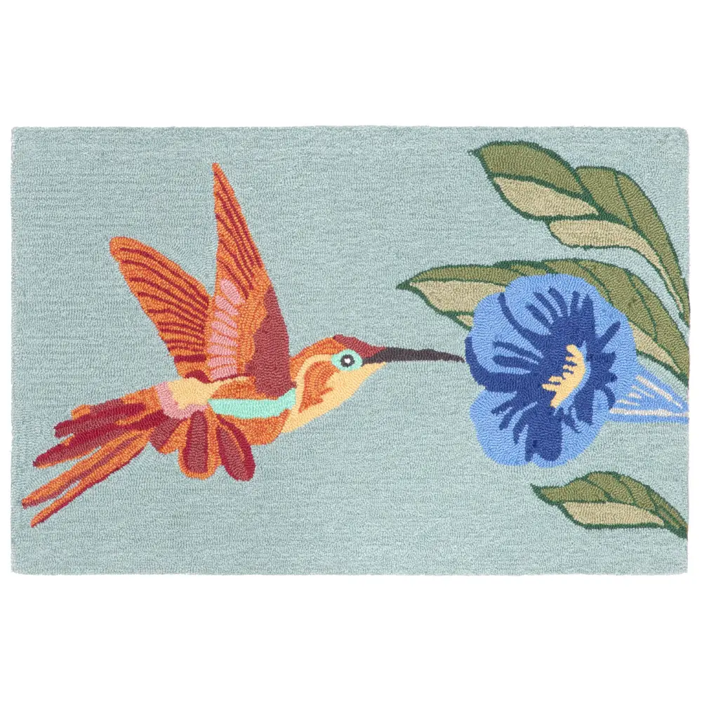 Liora Manne Frontporch Hummingbird Indoor/Outdoor Mat Sky 1'8