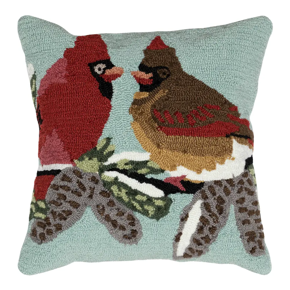 Liora Manne Frontporch Cardinals Indoor/Outdoor Pillow Sky 18