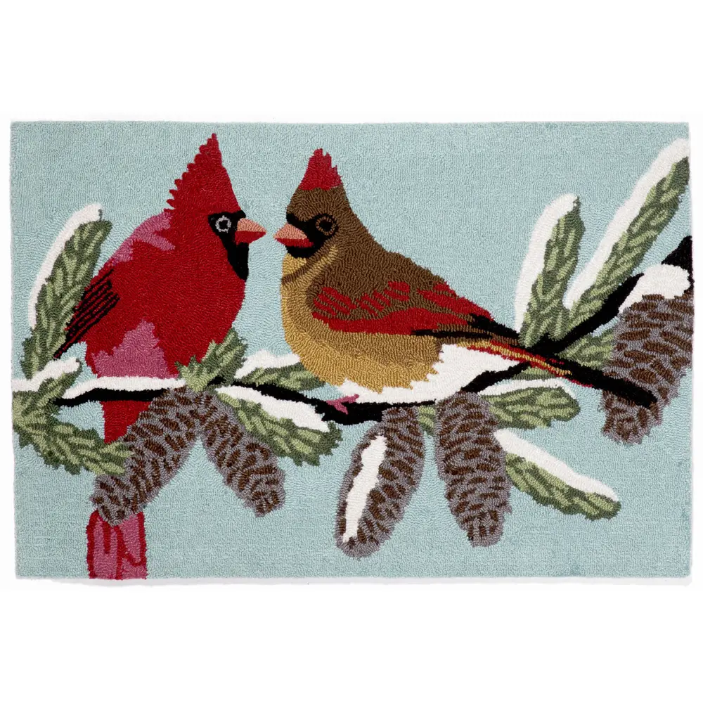 Liora Manne Frontporch Cardinals Indoor/Outdoor Mat Sky 1'8