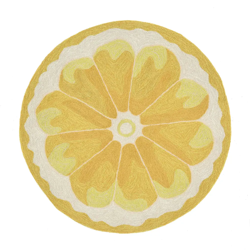Liora Manne Frontporch Lemon Slice Indoor/Outdoor Mat Yellow 3' Round