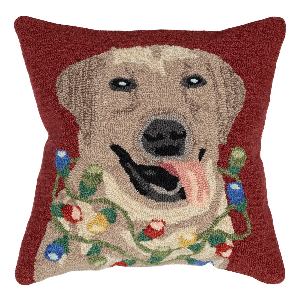 Liora Manne Frontporch Happy Holidays Indoor/Outdoor Pillow Red 18