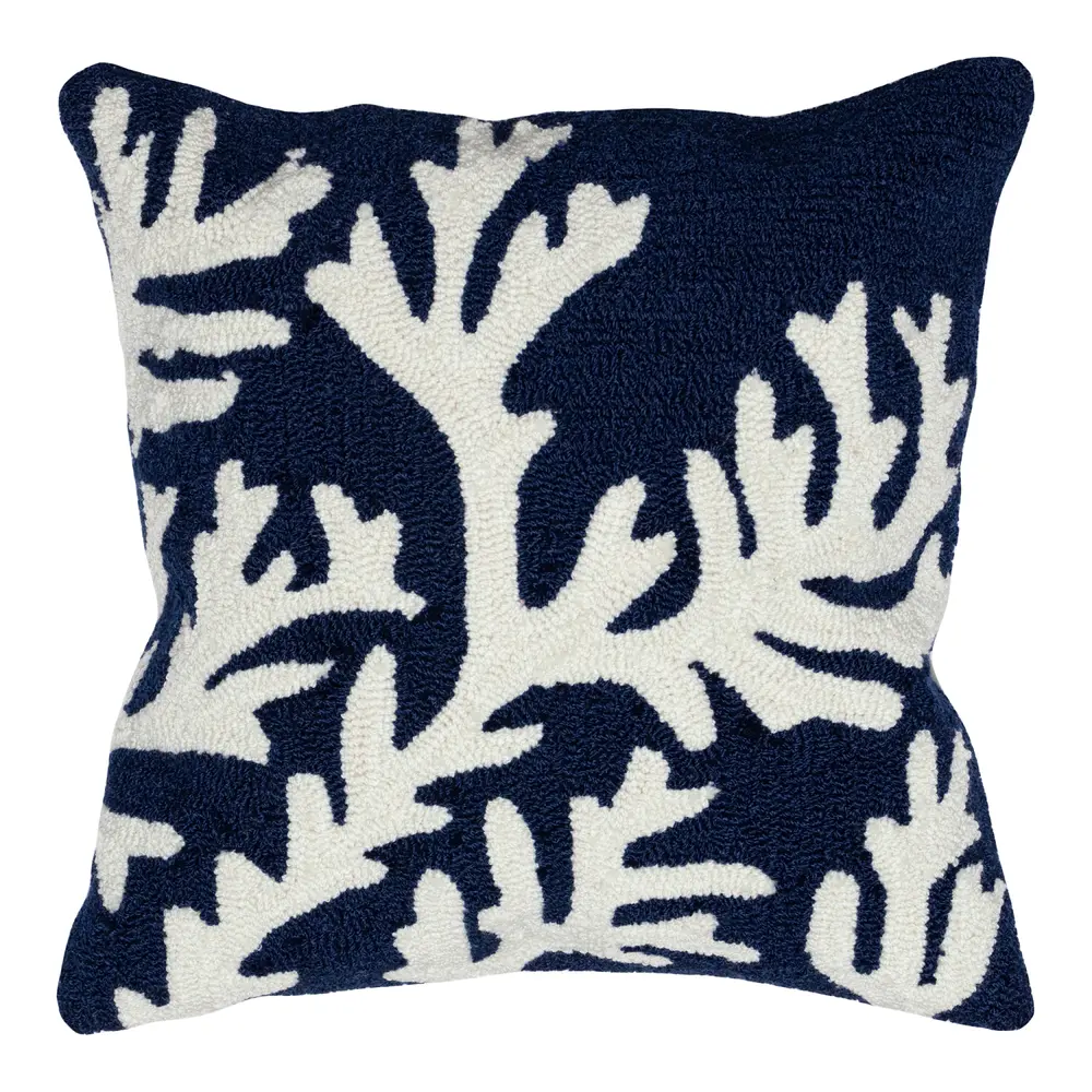 Liora Manne Frontporch Coral Indoor/Outdoor Pillow Navy 18
