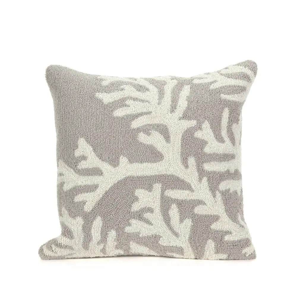 Liora Manne Frontporch Coral Indoor/Outdoor Pillow Silver 18