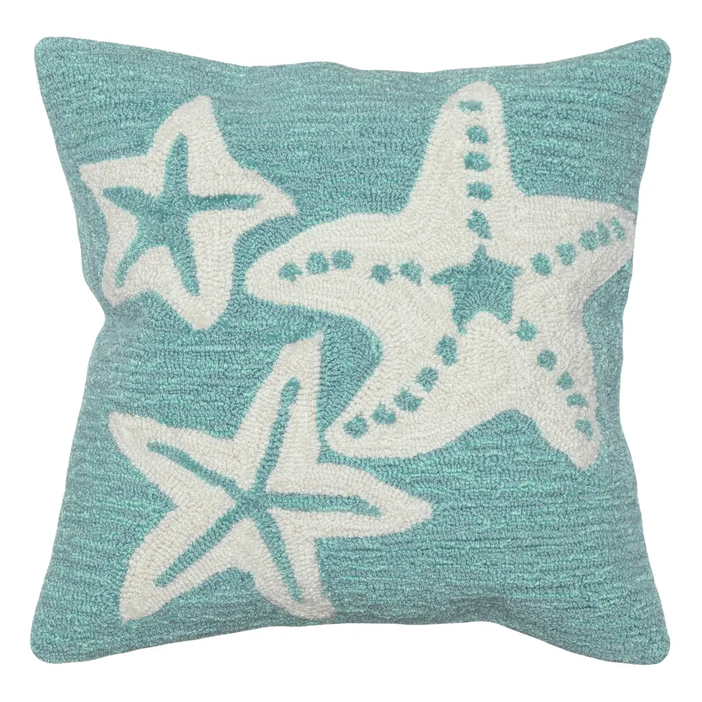 Liora Manne Frontporch Starfish Indoor/Outdoor Pillow Aqua 18