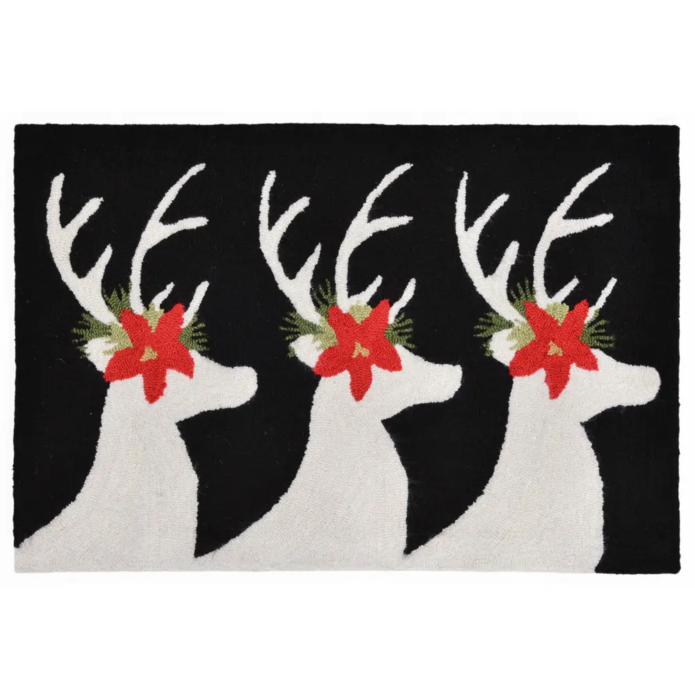 Liora Manne Frontporch Reindeer Indoor/Outdoor Mat Black 2' x 3'