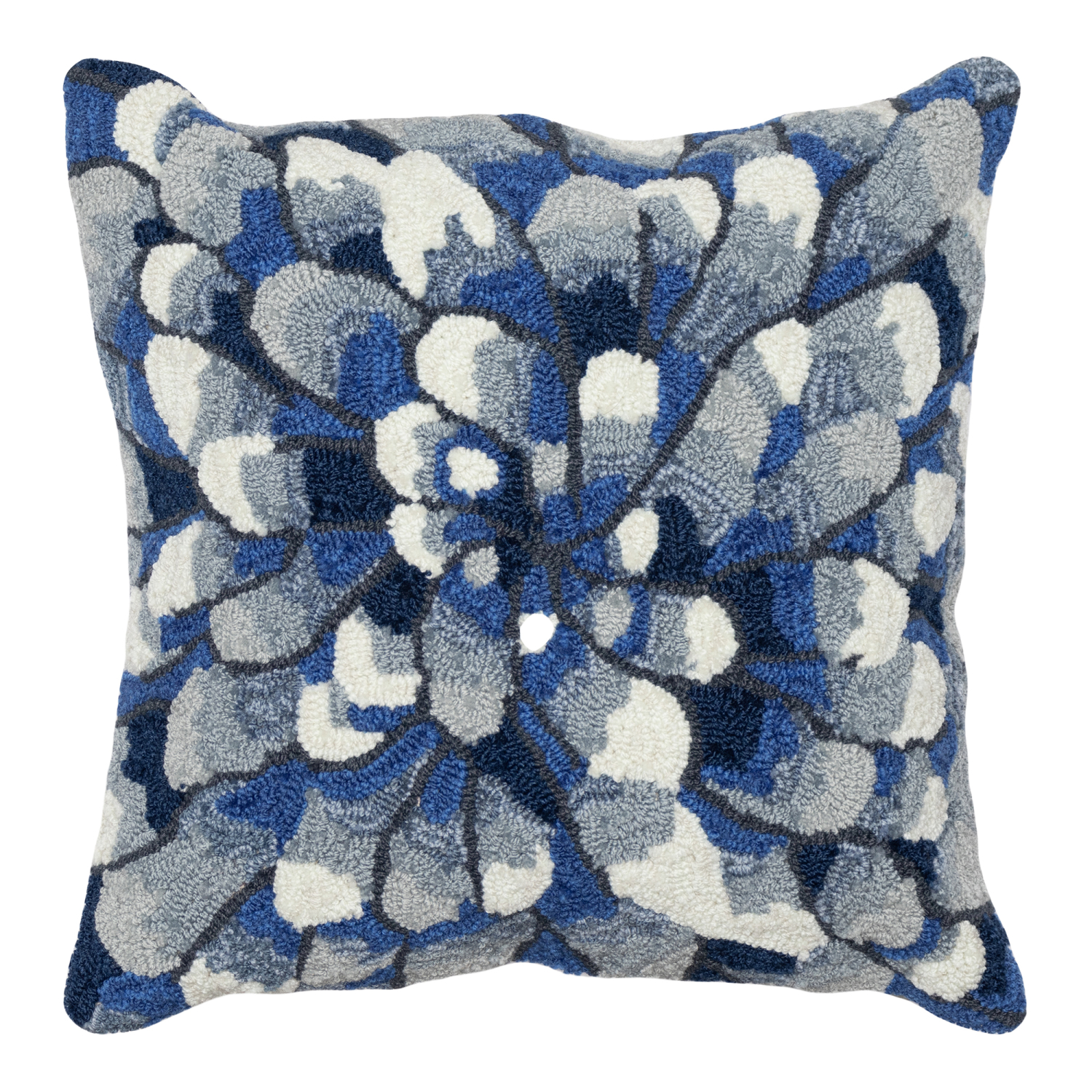 Liora Manne Frontporch Mum Indoor/Outdoor Pillow Blue 18