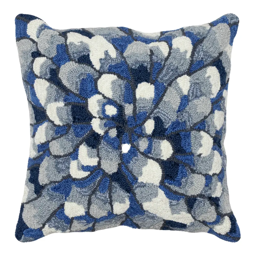 Liora Manne Frontporch Mum Indoor/Outdoor Pillow Blue 18