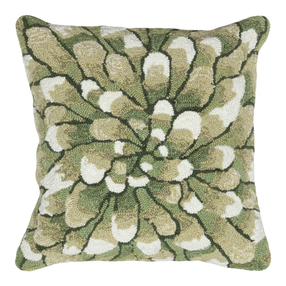 Liora Manne Frontporch Mum Indoor/Outdoor Pillow Green 18
