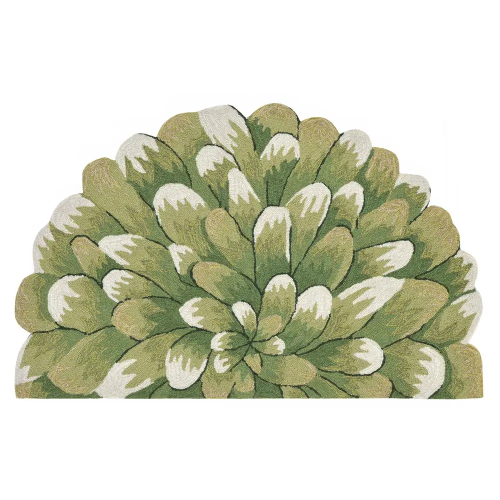 Liora Manne Frontporch Mum Indoor/Outdoor Mat Green 2' x 3'