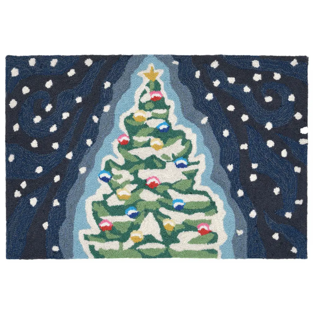 Liora Manne Frontporch Xmas Tree Indoor/Outdoor Mat Midnight 1'8