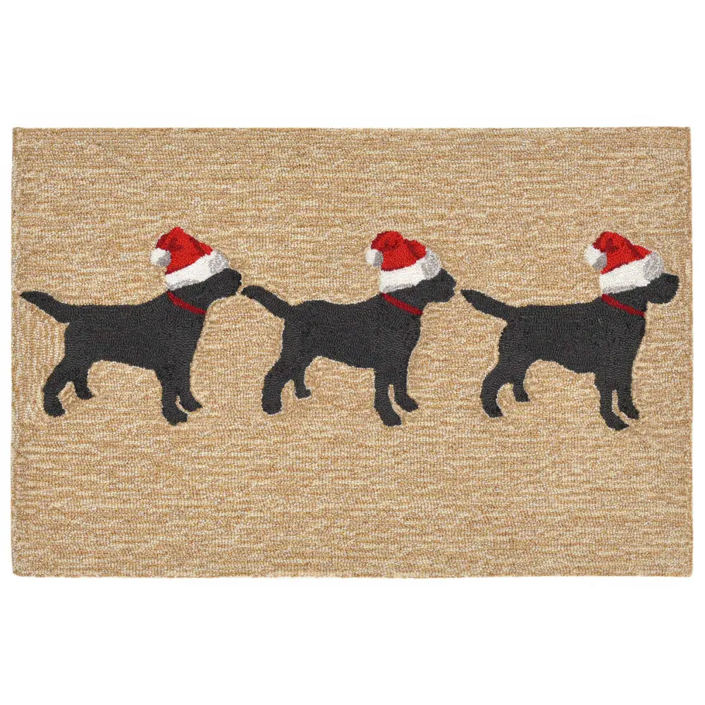 Liora Manne Frontporch 3 Dogs Christmas Indoor/Outdoor Mat Neutral 2' x 3'