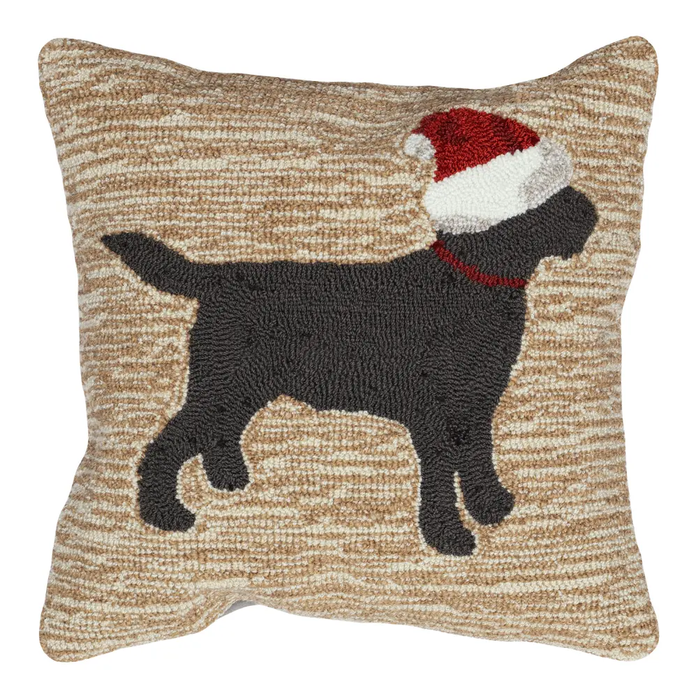 Liora Manne Frontporch Christmas Dog Indoor/Outdoor Pillow Neutral 18