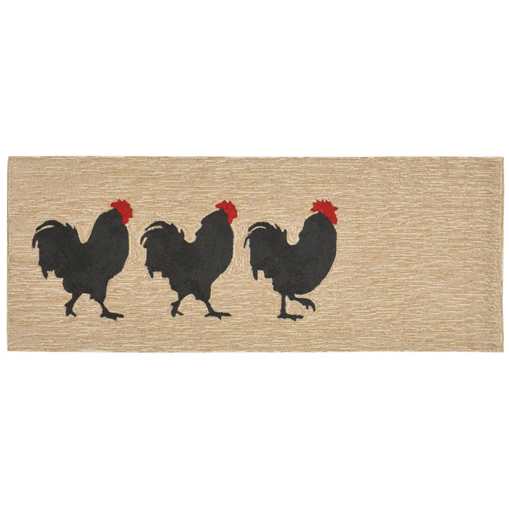 Liora Manne Frontporch Roosters Indoor/Outdoor Mat Neutral 2' x 5'