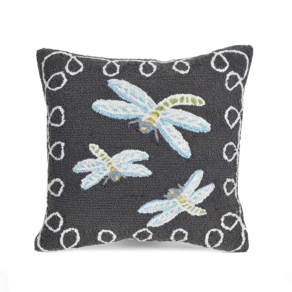 Liora Manne Frontporch Dragonfly Indoor/Outdoor Pillow Midnight 18