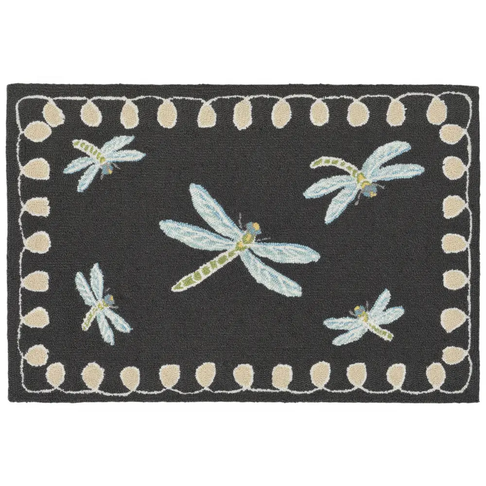 Liora Manne Frontporch Dragonfly Indoor/Outdoor Mat Midnight 2' x 3'