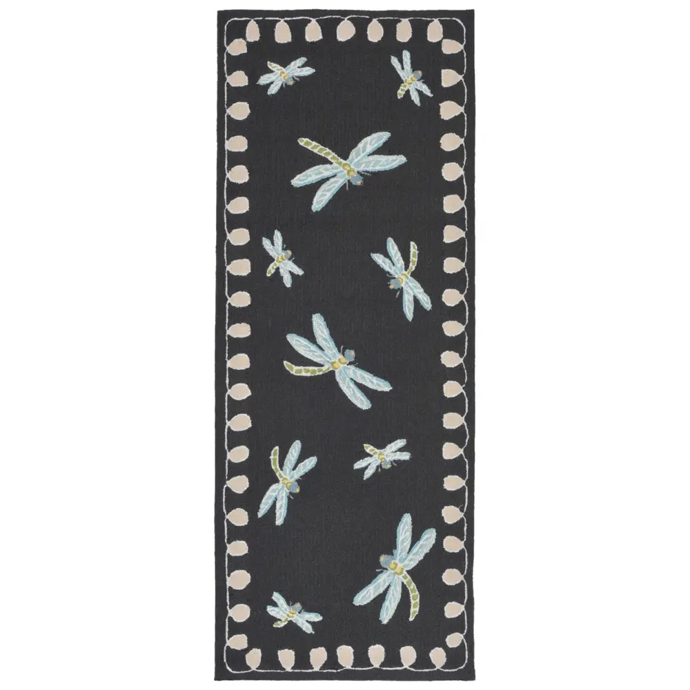 Liora Manne Frontporch Dragonfly Indoor/Outdoor Mat Midnight 2' x 5'