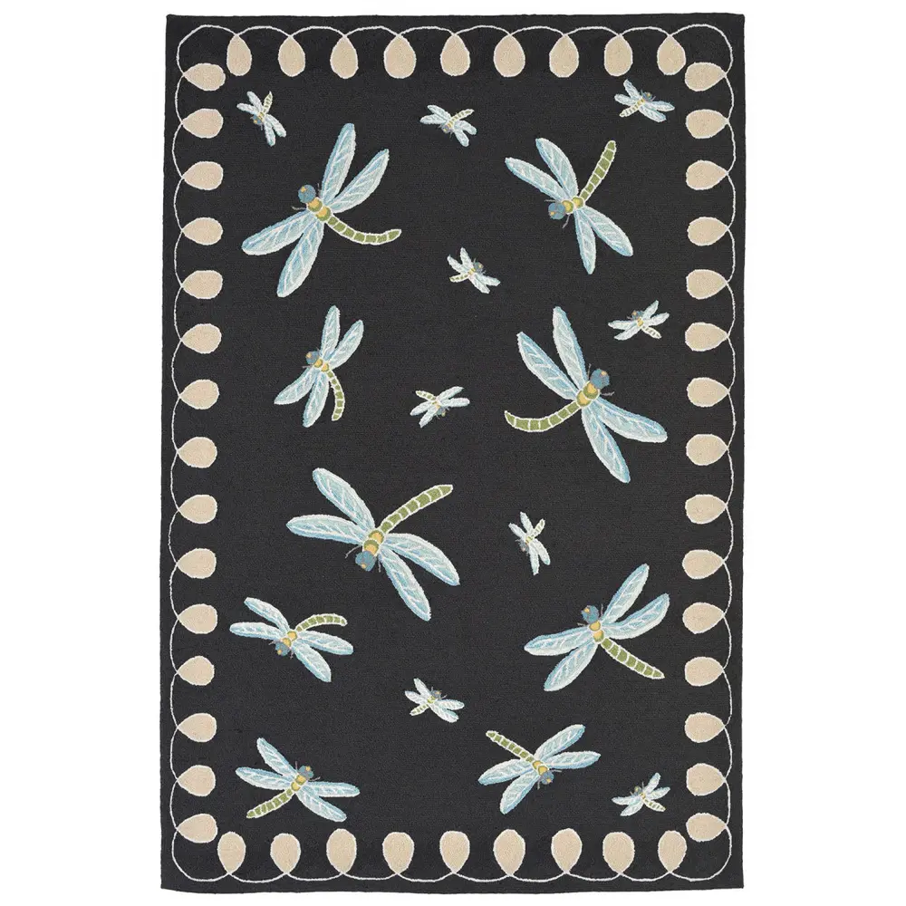 Liora Manne Frontporch Dragonfly Indoor/Outdoor Mat Midnight 3'6