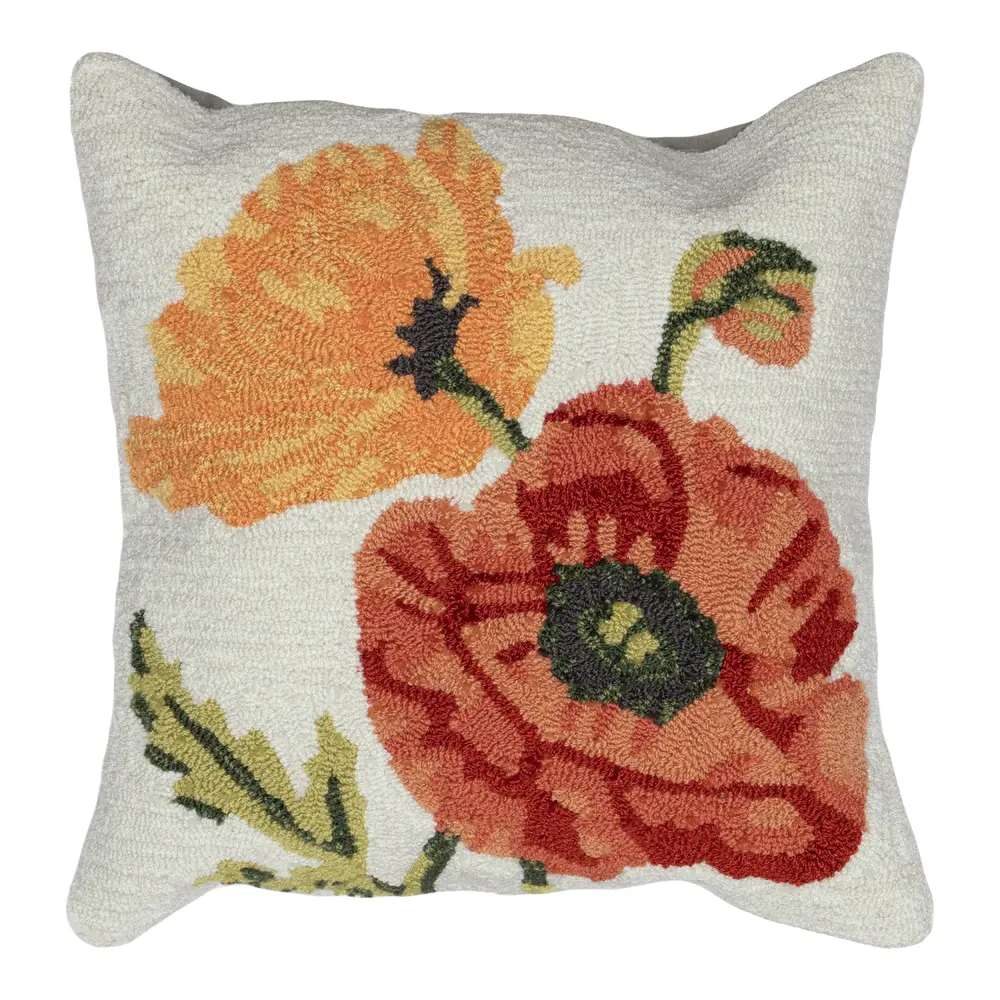 Liora Manne Frontporch Icelandic Poppies Indoor/Outdoor Pillow Neutral 18