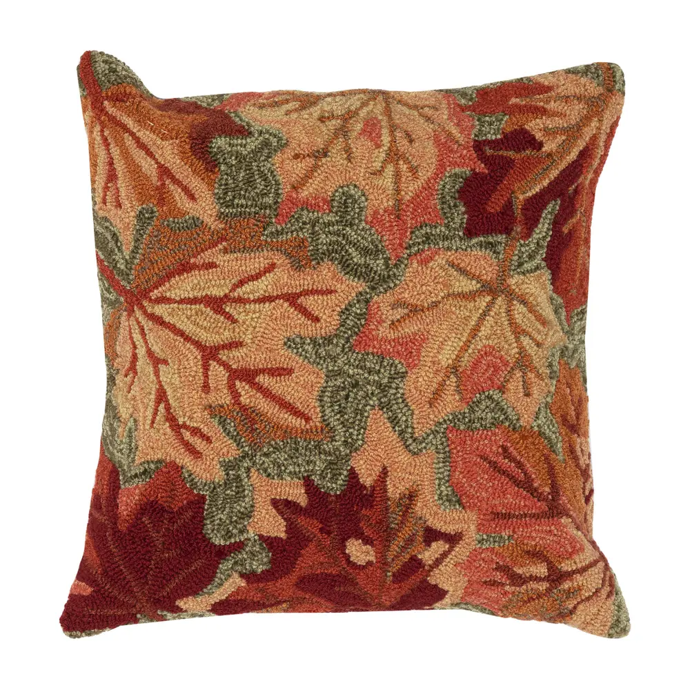 Liora Manne Frontporch Falling Leaves Indoor/Outdoor Pillow Moss 18