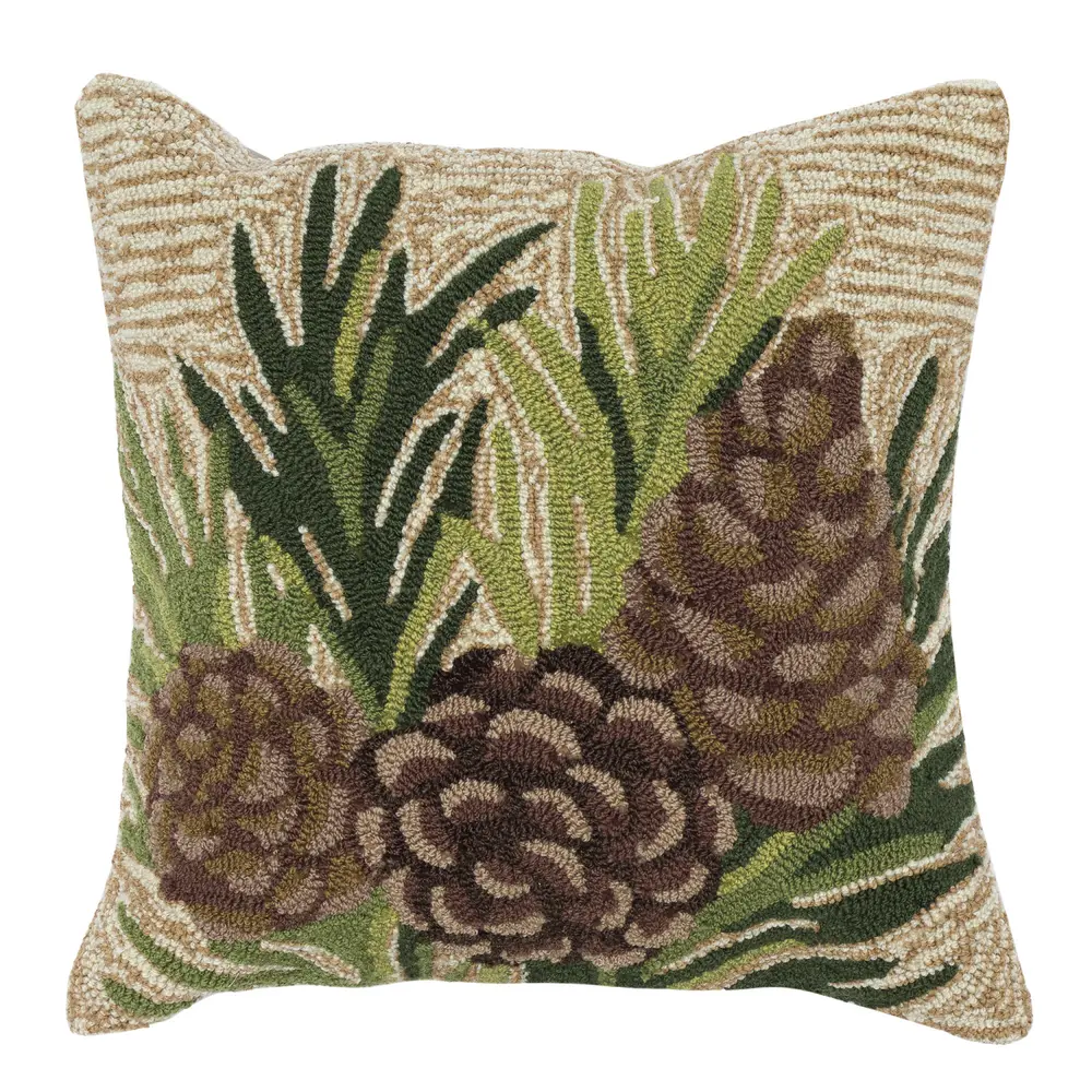 Liora Manne Frontporch Pinecones Indoor/Outdoor Pillow Natural 18