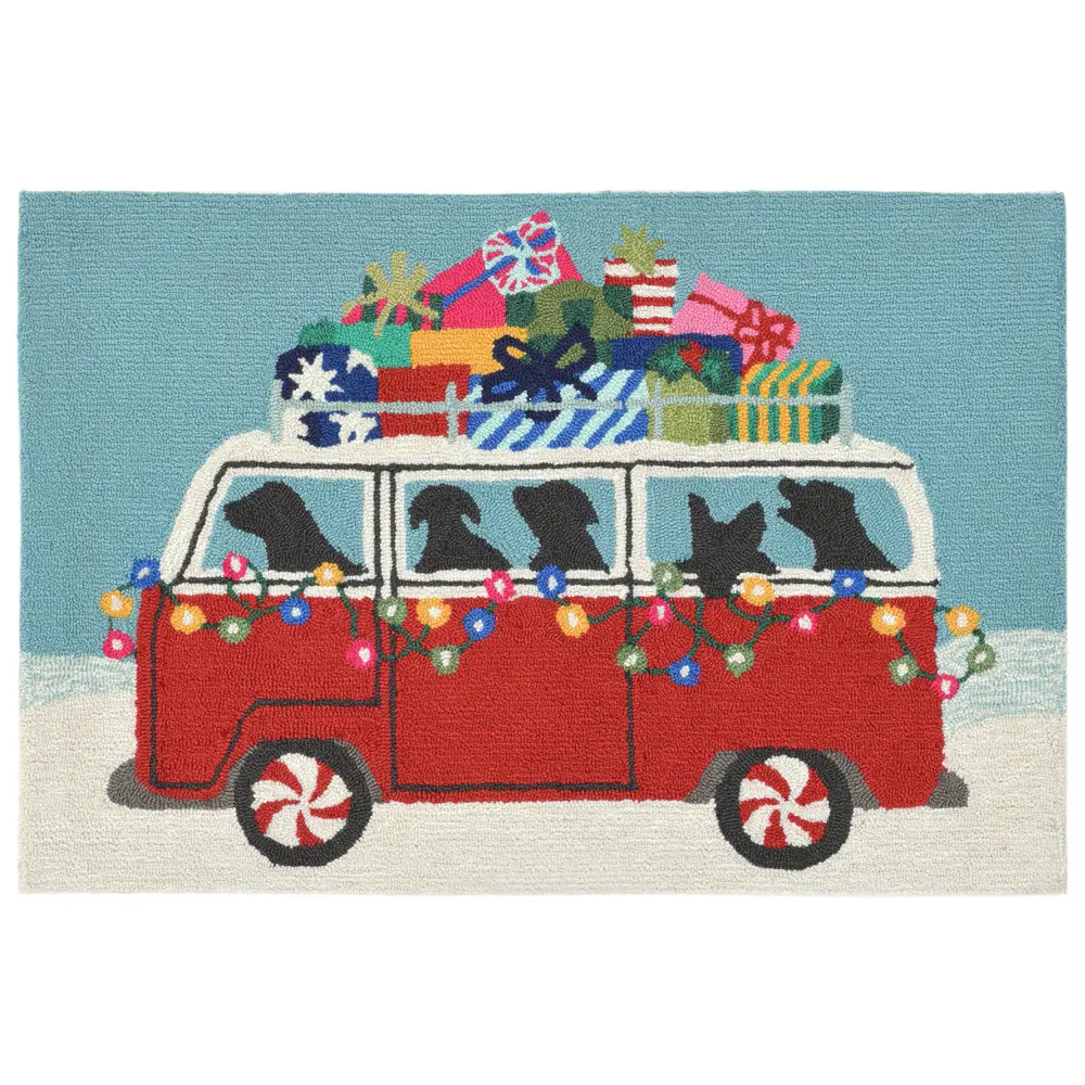 Liora Manne Frontporch Happy Howlidays Indoor/Outdoor Mat Red 2' x 3'